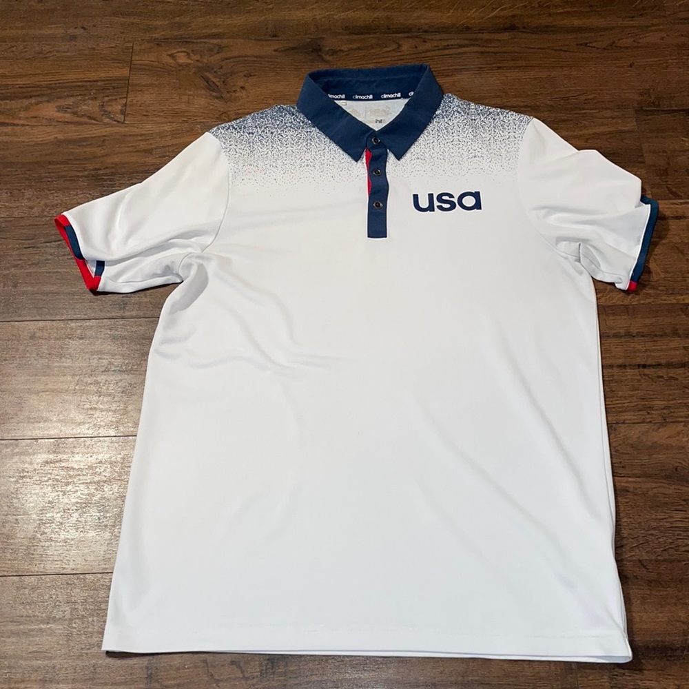 adidas White and Blue Polo Shirt